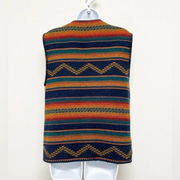 Signature Expressions Vintage Unisex Wool Blend Tribal Print Pocketed Vest Sz M - Picture 4 of 11